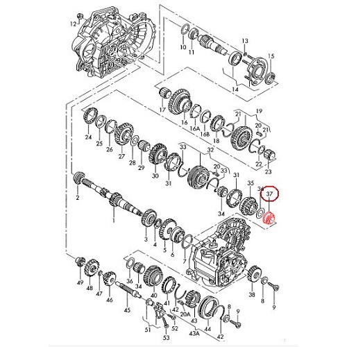     
                
                
    Douille de roulement de boite de vitesses mécanique pour VW Transporter T4de 1991 à 2003 - C230770
