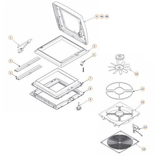 Lanterneau 40x40 blanc complet Hobby