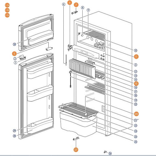 Accessoires et pièces détachées pour caravane camping car SI-90226 -  Réfrigérateur Thetford N4150 149Lt gauche/droite - THETFORD