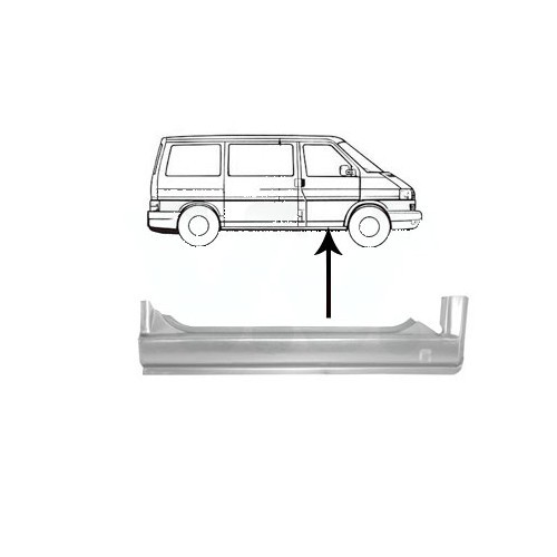     
                
                
    Tôle extérieure de bas de caisse avant droite pour VOLKSWAGEN Transporter T4 (1990-2003) - KT40036
