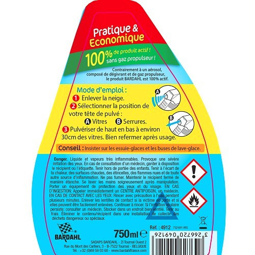 Dégivrant pare-brise écologique - Spray 750 ml sur
