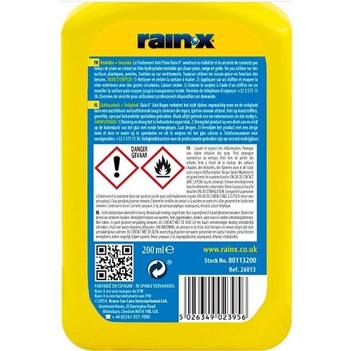 Anti pluie Rainx 200 ml - Feu Vert