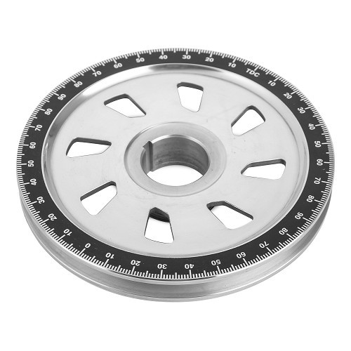     
                
                
    Poulie de vilebrequin Aluminium SSP ajourée graduée fond noir pour moteur Volkswagen Type 1 - VC60033
